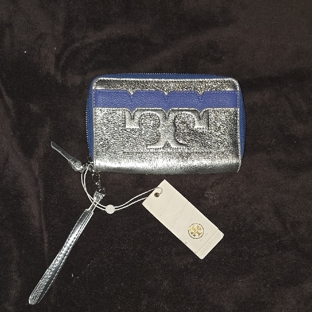 Silver and Blue Wristlet Wallet